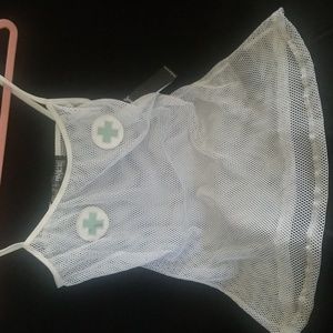 Lip Service: Fishnet Nurse Top (white)